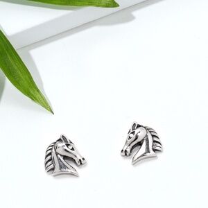 Sterling Silver Horse Head Stud Earrings – 7mm Equestrian Charm